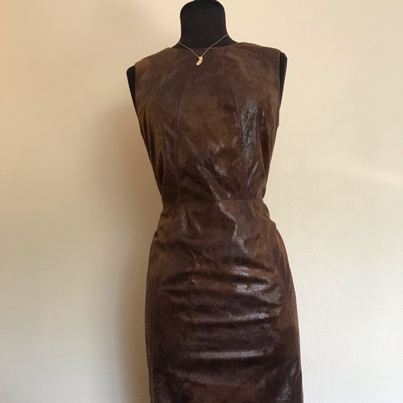 Vince Camuto Dresses & Skirts - Vegan brown Leather Dress by Vince Camuto- size 8